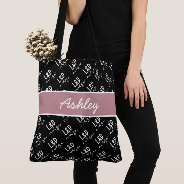 Personalised Labour and Delivery Nurse Pattern Tot Tote Bag (Close Up)