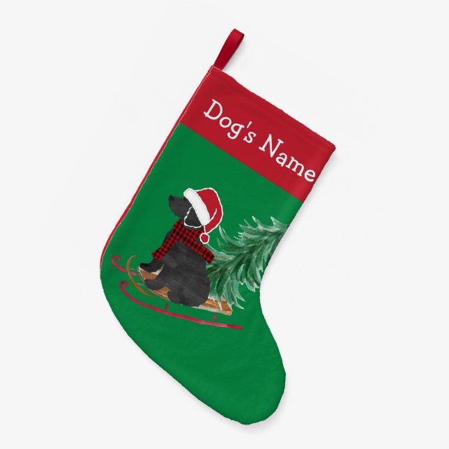 Personalised Labradoodle Christmas Sled Small Christmas Stocking (Front (Hanging))