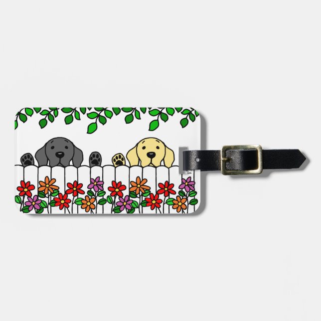 Personalised Labrador Duo Watching You Luggage Tag (Front Horizontal)