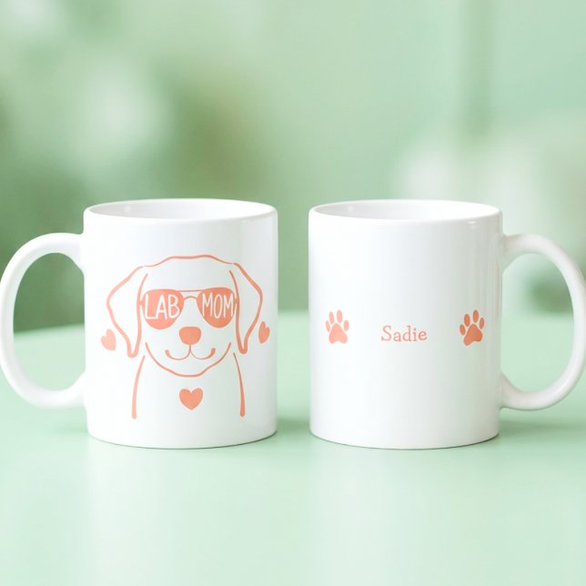 Personalised Labrador Mum Mug in Salmon Pink (Creator Uploaded)