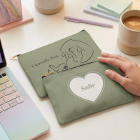 Personalised Labrador Pouch Sage Green Dog Mum Bag