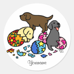 Personalised Labrador Puppies from Eggs Classic Round Sticker