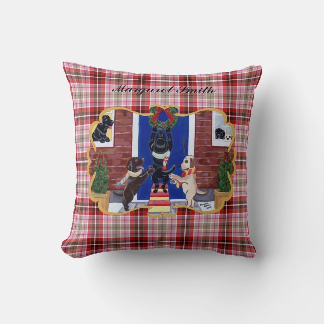 Personalised Labrador Retriever Christmas Fun Cushion (Front)