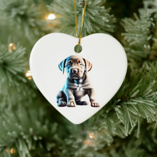 Personalised Labrador Retriever Puppy Ceramic Tree Decoration