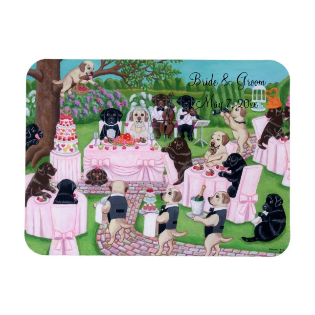 Personalised Labrador Wedding Painting Magnet (Horizontal)