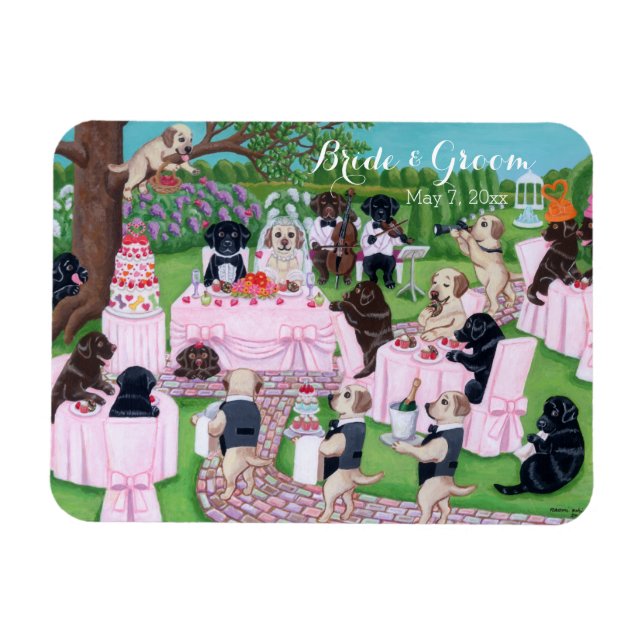 Personalised Labrador Wedding Painting Magnet (Horizontal)