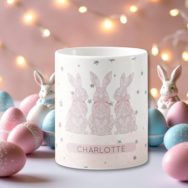 Personalised Lace Bunny Easter Mug  (Personalized Lace Bunny Easter Mug)