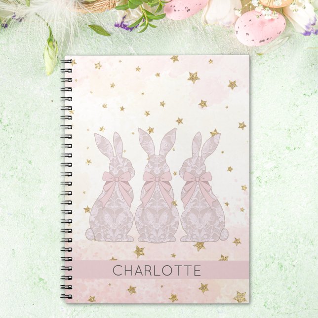 Personalised Lace Bunny Easter Notebook  (Personalized Lace Bunny Easter Notebook)