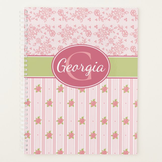 Personalised Lace & English Garden Planner (Front)