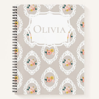 Personalised Lace Floral Girly Notebook