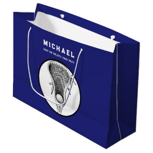 Personalised Lacrosse Blue Large Gift Bag