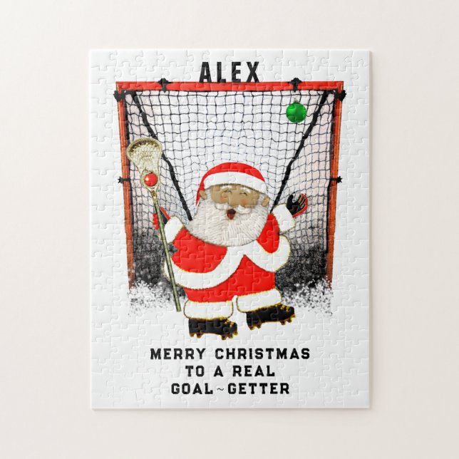 personalised lacrosse Christmas Jigsaw Puzzle (Vertical)