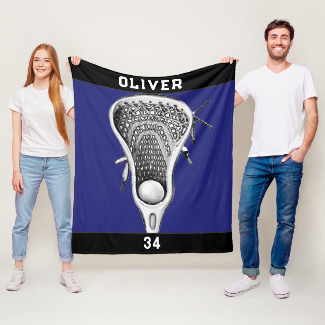 Personalised Lacrosse Gift Ideas Fleece Blanket (In Situ)