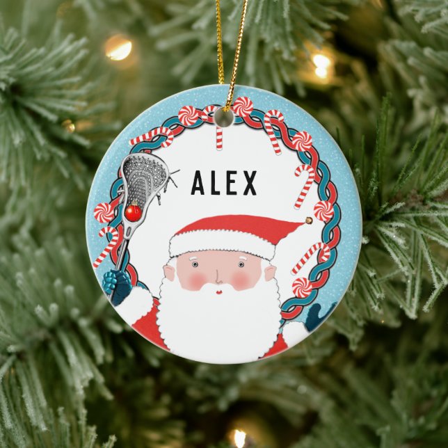 Personalised Lacrosse Keepsake Ceramic Ornament (Tree)