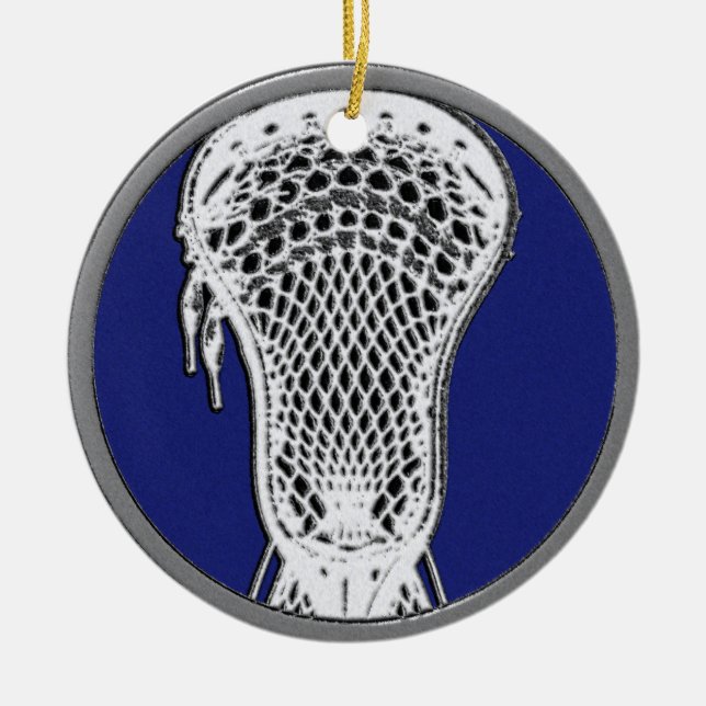 personalised lacrosse keepsake ceramic tree decoration (Front)
