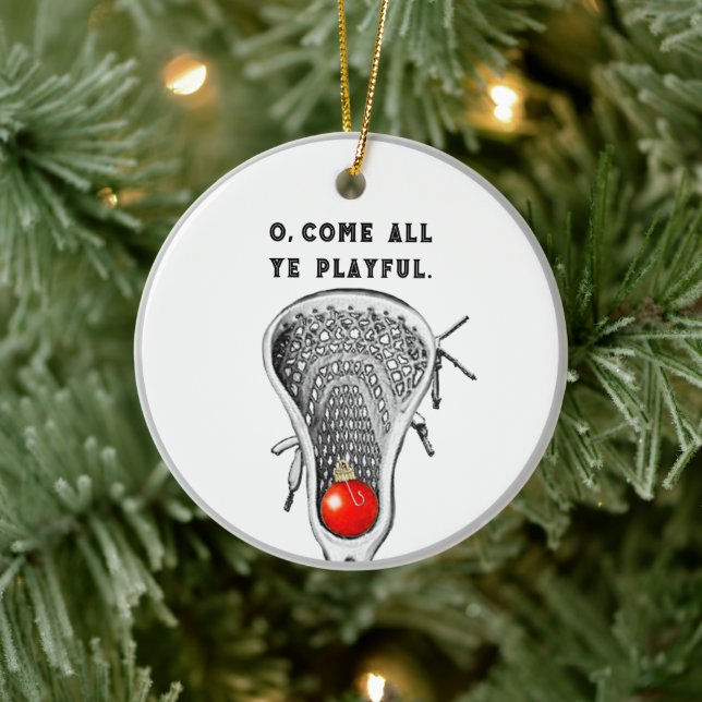 Personalised Lacrosse Keepsake Ceramic Tree Decoration (Tree)