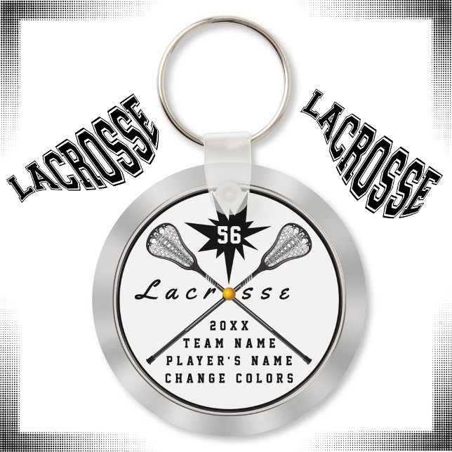 Personalised Lacrosse Keychain, Your TEXT,  COLORS Key Ring (Lacrosse party favors. Cheap gifts for lacrosse players, lacrosse coach gifts Lacrosse keychains.)