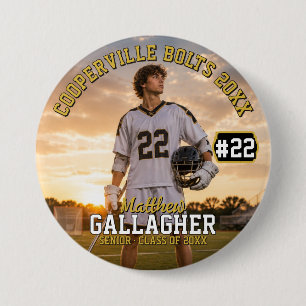 Personalised Lacrosse Photo Button