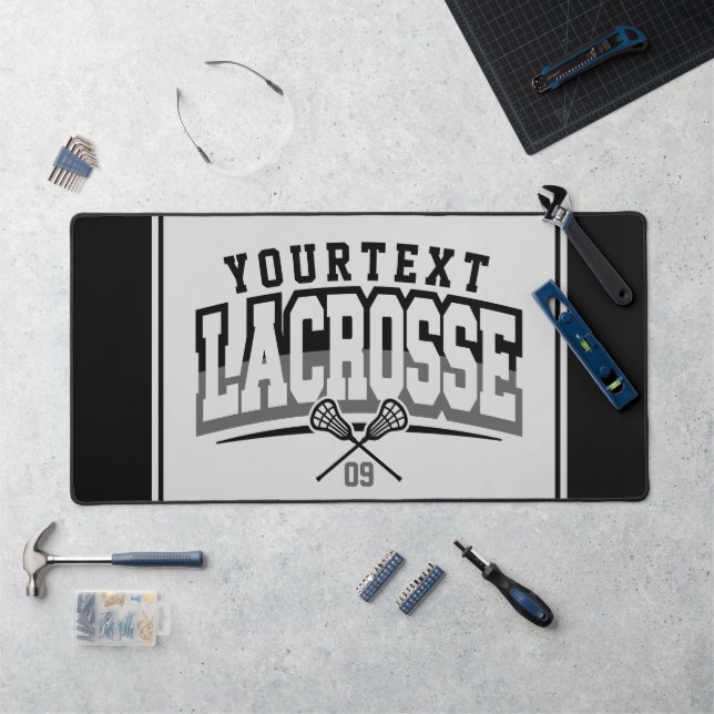 Personalised Lacrosse Player ADD NAME Team Number Desk Mat (Workstation)