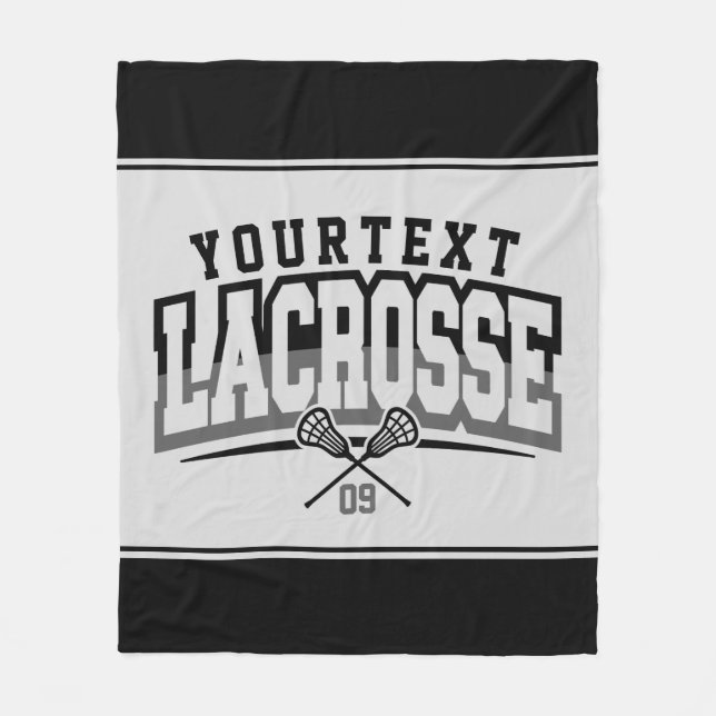 Personalised Lacrosse Player ADD NAME Team Number Fleece Blanket (Front)