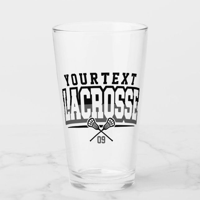 Personalised Lacrosse Player ADD NAME Team Number Glass (Front)