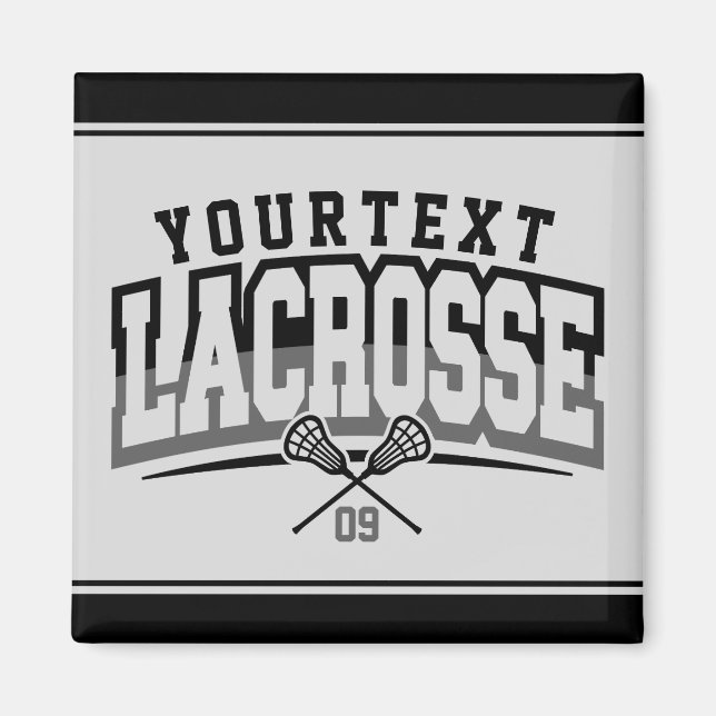 Personalised Lacrosse Player ADD NAME Team Number Magnet (Front)