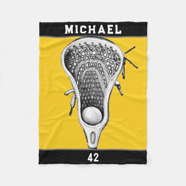 Personalised Lacrosse Player Fleece Blanket (Front)