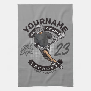 Personalised Lacrosse Player Sports Team Attack Tea Towel