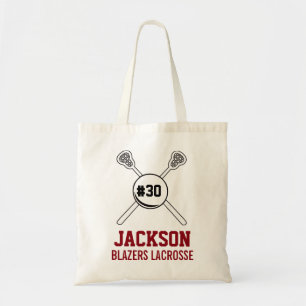 Personalised Lacrosse Player's Name Number Team Tote Bag