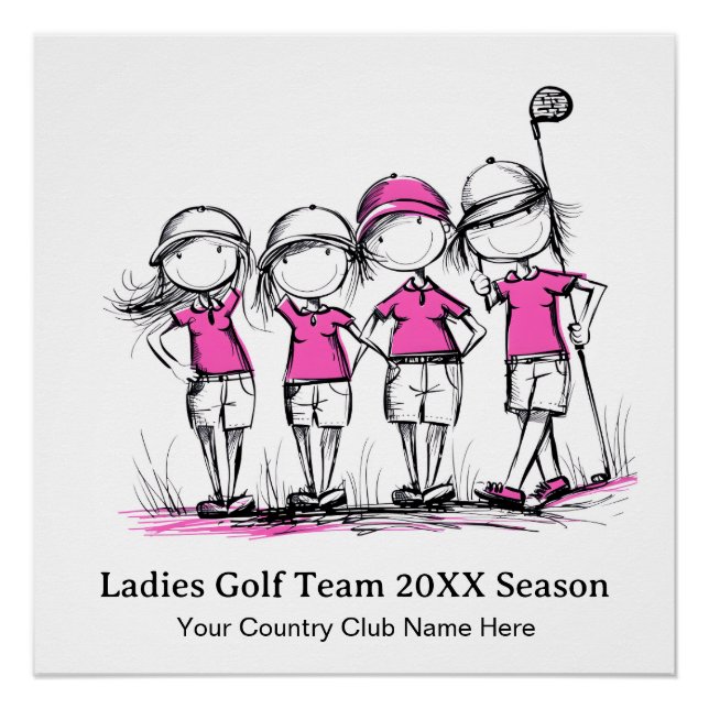 Personalised Ladies Golf Poster – Fun Cartoon (Front)