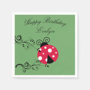 Personalised Lady Bug Paper Birthday Napkins