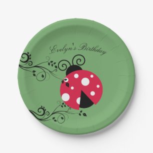 Personalised Lady Bug Paper Plates Ladybug