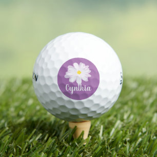 Personalised lady golf balls with daisy flower