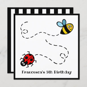 Personalised Ladybird and Bumblebee Invitation