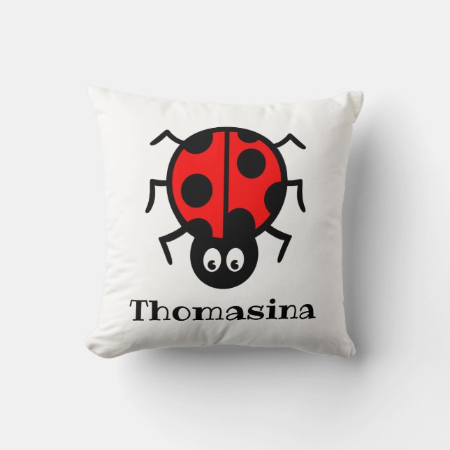 Personalised Ladybird Pattern Cushion (Front)