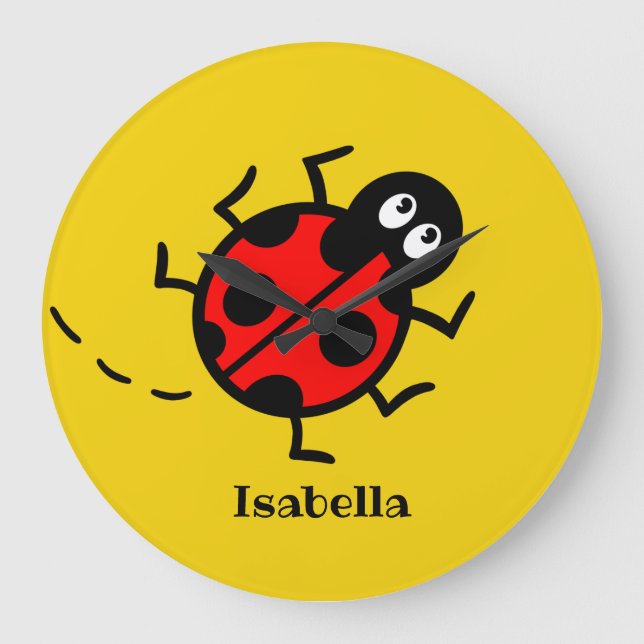 Personalised Ladybird Pattern Wall Clock (Front)