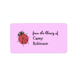 Personalised ladybug bookplate - pink label