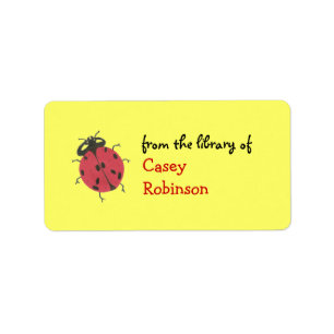 Personalised ladybug bookplate - yellow label