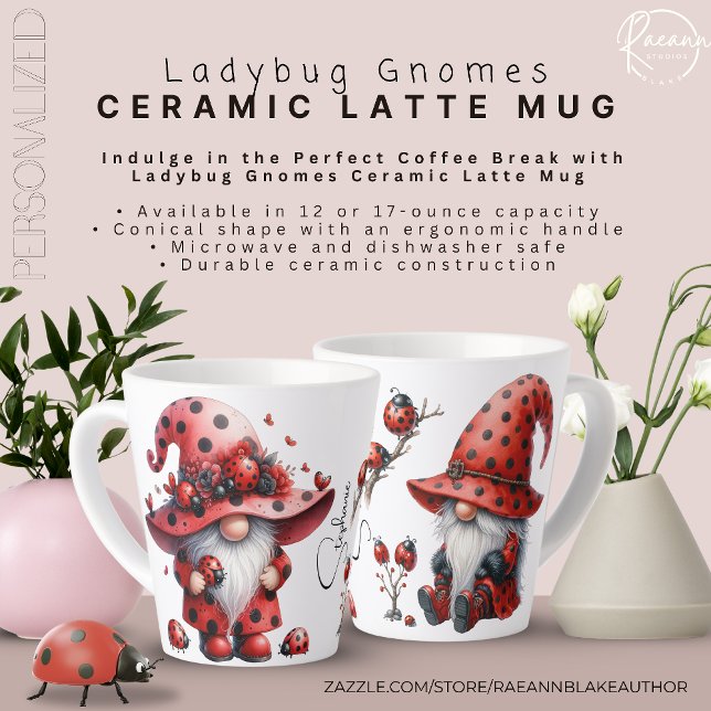 Personalised Ladybug Gnomes Latte Mug (Creator Uploaded)
