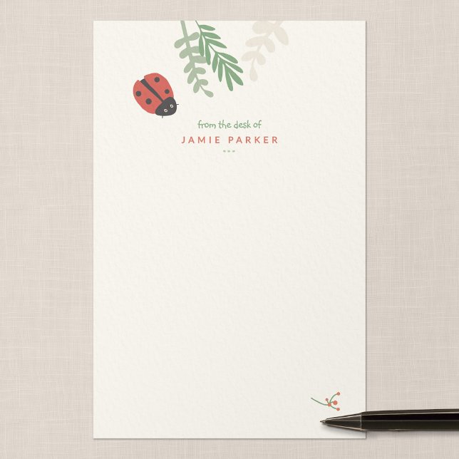 Personalised Ladybug Kids Writing Paper (Ladybird Meadow - Half-Letter Personalized Writing Paper)