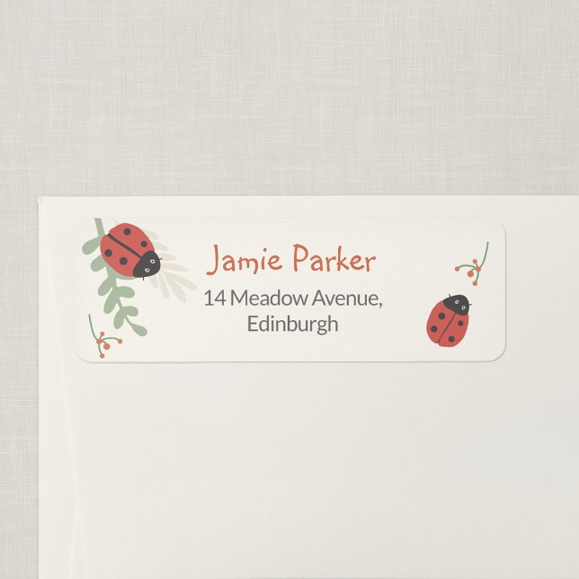 Personalised Ladybug Return Address Labels (Ladybird Meadow - Ladybug Return Address Label)