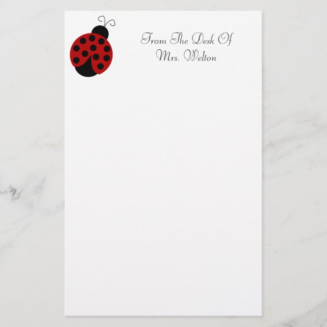 Personalised Ladybug Stationery (Front)