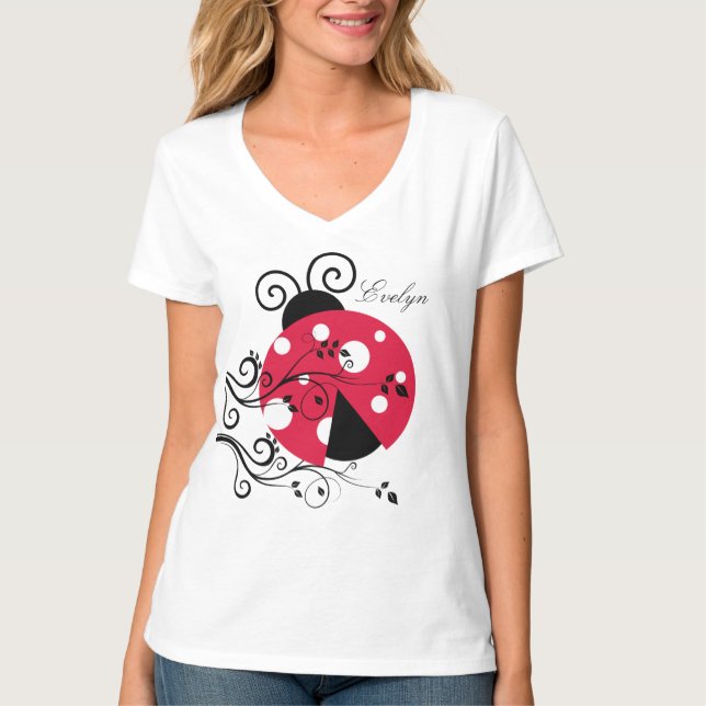 Personalised Ladybug Womens T-Shirt (Front)