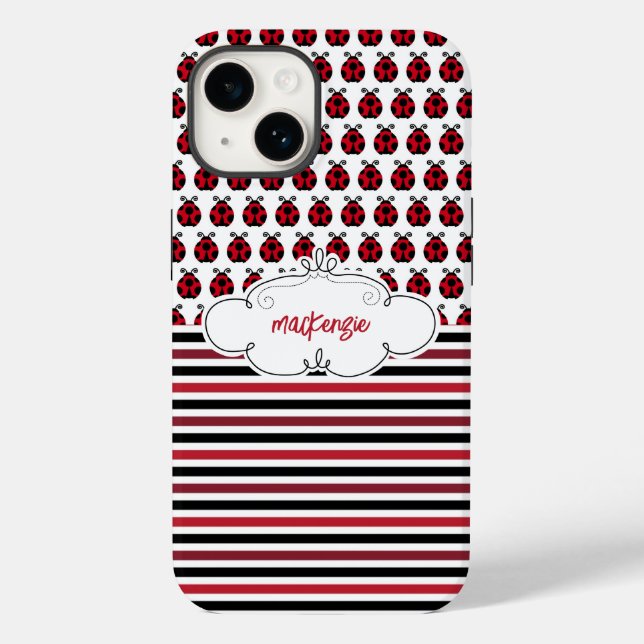 Personalised Ladybugs & Stripes Phone Case (Back)