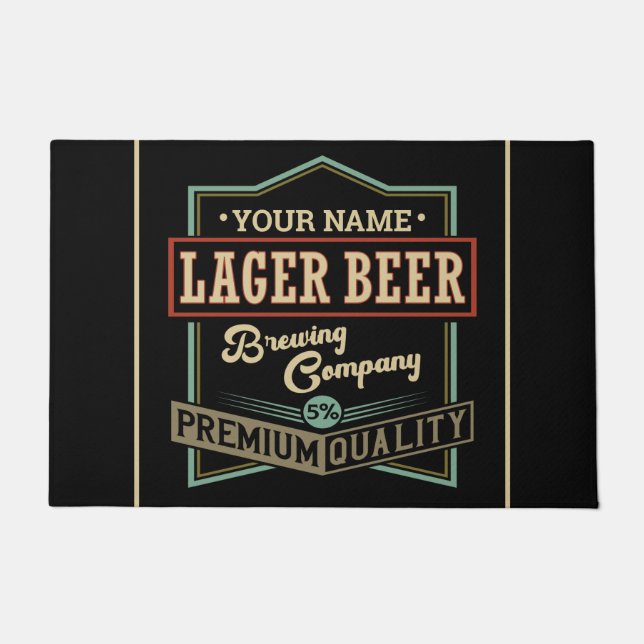 Personalised Lager Beer Brewing Co Label Bar Pub   Doormat (Front)