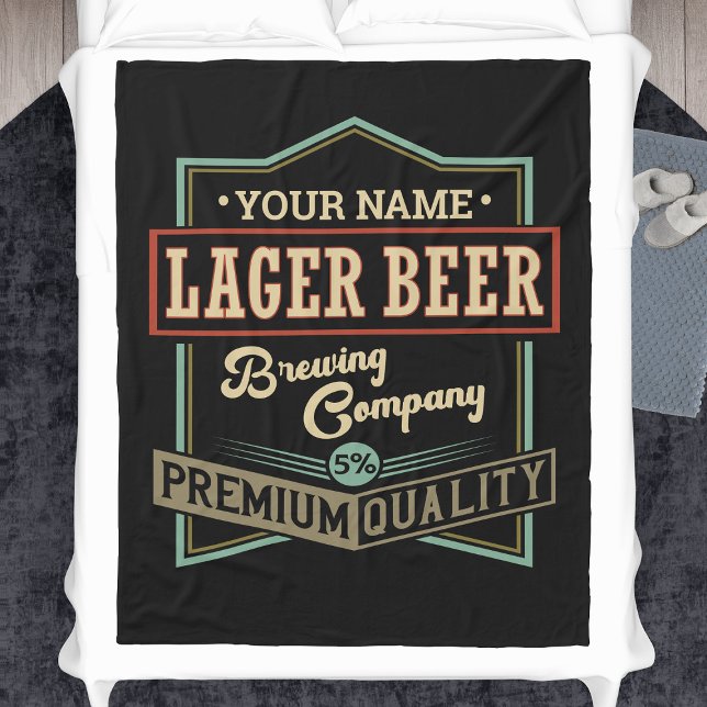 Personalised Lager Beer Brewing Co Label Bar Pub Fleece Blanket (Creator Uploaded)