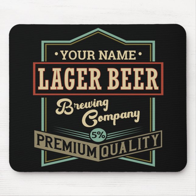 Personalised Lager Beer Brewing Co Label Bar Pub   Mouse Pad (Front)