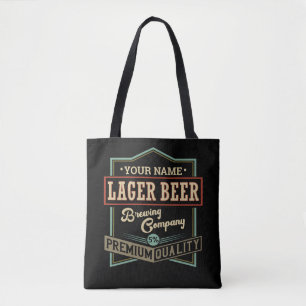 Personalised Lager Beer Brewing Co Label Bar Pub Tote Bag