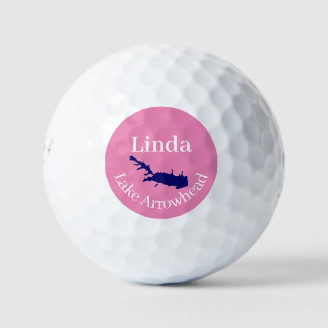 Personalised Lake Arrowhead Map Golf balls (Front)