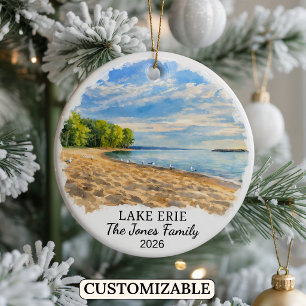Personalised Lake Erie, Custom Pennsylvania Ceramic Tree Decoration